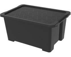Stapelbare Opbergbox met Deksel - 44 Liter - Zwart - Gerecycled Kunststof