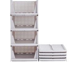 Stapelbare Opbergdozen Kleding Organisator - Set van 4 - Ondergoed Organizer - Plastic Laden - Wit