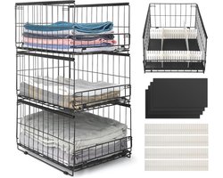 Stapelbare opbergdozen voor kledingkast - Kledingkast organizer met 4 scheidingswanden