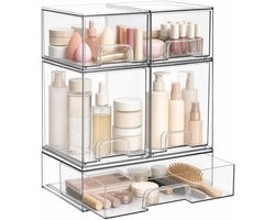 Stapelbare opbergladen van acryl - Transparante lades met handgrepen voor badkamer, kast en make-up organisatie