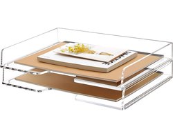 Stapelbare Papier Lade Organizer voor A4 Bestanden, Doorzichtige Bureau Opbergbak