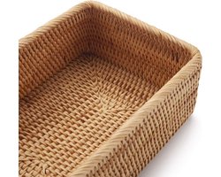 Stapelbare Rechthoekige Rotan Opbergmanden - Geweven Rieten Dozen - Sleutelhouder voor Keukenkasten en Plank - Natuurlijke Set van 3 Wicker Storage Basket (2-5)