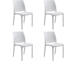 Stapelbare stoel van hars, gemaakt in Italië, ontwerp voor binnen en buiten SOFIA Wit 4 st