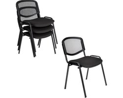 Stapelbare Stoelen - Bezoekersstoelen Set - Wachtkamer Inrichten - Mesh Rugleuning - 80 x 53 cm - Zwart