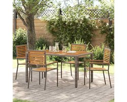 Stapelbare tuinstoelen - Outdoor stoelen - Buiten Zitten - Weerbestendig Design - 4 stuks - Bruin Grijs