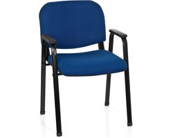 Stapelbare Vergaderstoel Blauw Stof met Armleuningen - Comfortabele Conferentiestoel