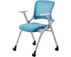 Stapelbare vergaderstoelen - Opvouwbare stoelen - Kantoor vergaderen - Met wielen en arm - Blauw