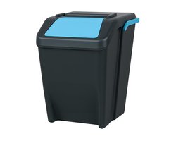 Stapelbare Vuilnisbak 25 Liter – Afvalscheiding Prullenbak met Klepdeksel – Blauwe Afvalbak – Compact & Modulair Systeem – Blauw