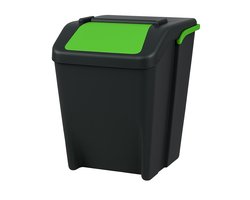 Stapelbare Vuilnisbak 25 Liter – Afvalscheiding Prullenbak met Klepdeksel – Gele Afvalbak – Compact & Modulair Systeem – Groen