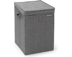 Stapelbare Wasbox - Ruimtebesparend Sorteren - Klep aan de Voorkant en Bovenop - Complete Lading Wasgoed per Box - Opvouwbaar - Stevige Handvatten - Pepper Black - 35 L