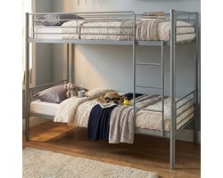 Stapelbed Dixie 90x200cm - metaal - mat grijs - Emob Exclusive - Stapelbed - Grijs - Metaal - Eenpersoons Stapelbed