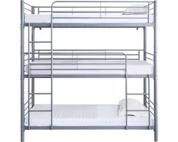 Stapelbed metaal 3 eenpersoonsbedden "HAVIN" - 90 x 190 cm - Grijs