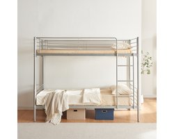 Stapelbed Soppsar met matrassen 90x200 cm zilverkleurig [en.casa] [neu.haus]