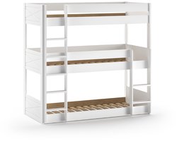 Stapelbed Voor 3 Personen Scott - 207x105x200 Cm - Wit - Vipack - Stapelbed - Wit - Hout; MDF Eenpersoons Stapelbed