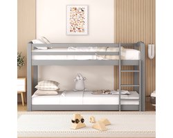 Stapelbed voor kinderen en tieners - kinderbed - massief grenen frame - eenvoudig te monteren - 90x200cm - grijs - zonder matras