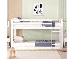 Stapelbed voor kinderen en tieners - kinderbed - massief grenen frame - eenvoudig te monteren - 90x200cm - wit - zonder matras