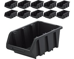 Stapelboxen voor opbergen en sorteren - 10 stuks - Zwart - 29 x 20 cm