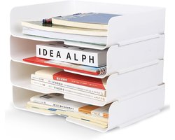 Stapelenbare Papieren Onderdelen - 4 Laags Documentenbak voor Kantoor, Organisatie en Opslag van Papieren, Ideaal voor Bureau Accessoires en Bestanden