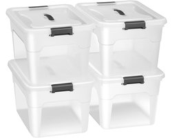 Stapelkastenset van 4 Transparante Opbergdozen 30L - Veelzijdig en Stapelbaar