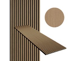 *STAPELKORTING* Akoestisch wandpaneel - Teak houtfineer - 3-zijdig fineer - 60×260cm - Dikte 21mm - Lynox Interior - Akoestische paneel - Akoestische wanddecoratie - Houten wanddecoratie - Akupanel - Geluidsisolatie - Lattenwand - Wood