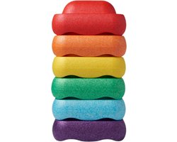 Stapelstenen - Balanceerstenen - regenboog - 6 stuks - Balans speelgoed - Vierkant