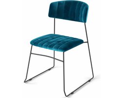 Stapelstoel Mundo Petrol Blauw Velvet FR - Giga Meubel