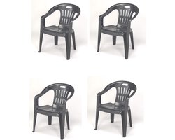 Stapelstoelen Set - Tuinstoelen Stoelen - Buiten Zitten - Met Armleuningen - 56 x 55 x 78 cm - Antraciet