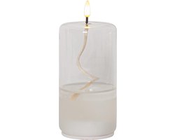 Star Trading Flame Float, glas, transparante was, olielamp ontwerp, warm wit, LED, timer, 17,5 cm