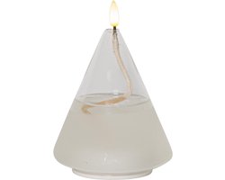 Star Trading Vlamdrijver, kegelvorm, glas, transparante was, olielamp ontwerp, warm wit, LED, timer, 15,5 cm