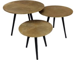 StarFurn Bijzettafel Set van 3 Ryas Aluminium Goud