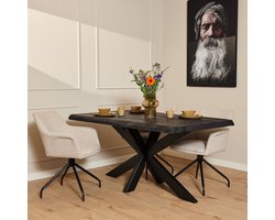 Starfurn - Boomstamtafel Boston - Zwart - 90x160x76 cm