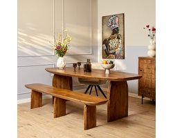 StarFurn Eetkamerbank Tense - Rechthoek Naturel Hout - 220x38x45cm