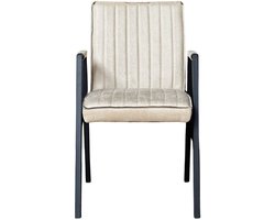 Starfurn Eetkamerstoel Tivoli - Beige Leer - Incl. Armleuning - Set van 2