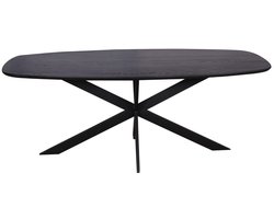 StarFurn Eettafel Ferris - Deens Ovaal Zwart Eikenhout - 200x100x76cm