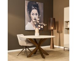 StarFurn Eettafel Madison - Rond Zandkleur Hout - 130x130x76cm