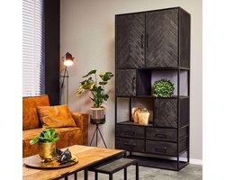 Starfurn New York Vakkenkast 90 cm Zwart Mangohout