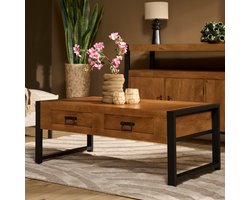 StarFurn Salontafel Boaz met 2 Lades Naturel Mangohout 120cm