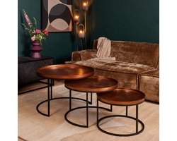 StarFurn Salontafel Clive - Rond Koper Metaal - Set van 3