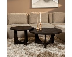 StarFurn Salontafel Guus - Rond Zwart Hout - 60x60x45cm
