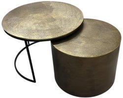 StarFurn Salontafel Luna - Rond Goud Metaal - Set van 2