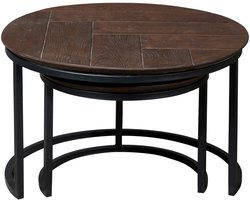 Starfurn Salontafel Otik - Rond Bruin Hout - Set van 2
