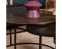 StarFurn Salontafel Xaro - Rond Goud Metaal - Set van 3