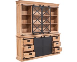 StarFurn Vitrinekast Fresno Naturel Mangohout en Metaal XXL