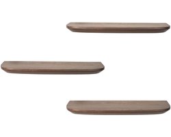 StarFurn Wandplank Gusta - Bruin Hout - Set van 3 - 60x20x15cm