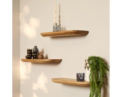 StarFurn Wandplank Gusta - Naturel Hout - Set van 3 - 60x20x15cm