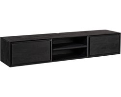 Starfurn zwevend tv meubel Ambiance zwart 160x35x30 cm mangohout