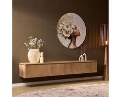 Starfurn - Zwevend tv-meubel Dallas mangohout 210 cm - naturel