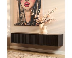 StarFurn Zwevend Tv-meubel Madison - Zwart Hout - 160x35x30cm