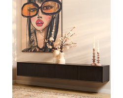 StarFurn Zwevend Tv-meubel Madison - Zwart Hout - 200x35x30cm