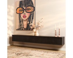 StarFurn Zwevend Tv-meubel Madison - Zwart Hout - 240x35x30cm